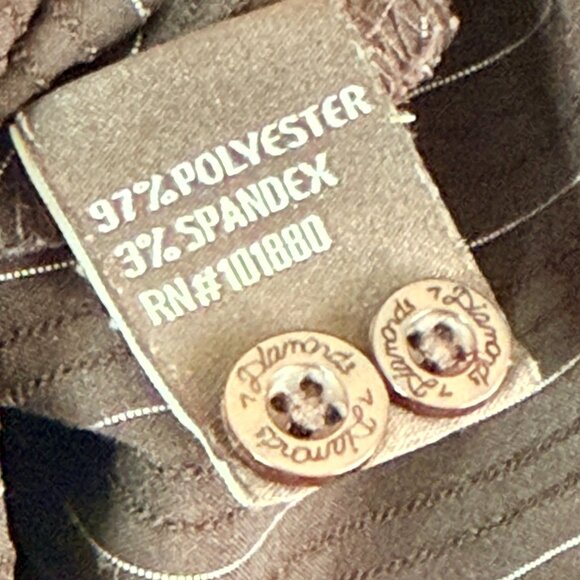 7 DIAMONDS Striped Texture Stretch Long Sleeve Button Up Shirt Mens L Brown - Picture 8 of 8